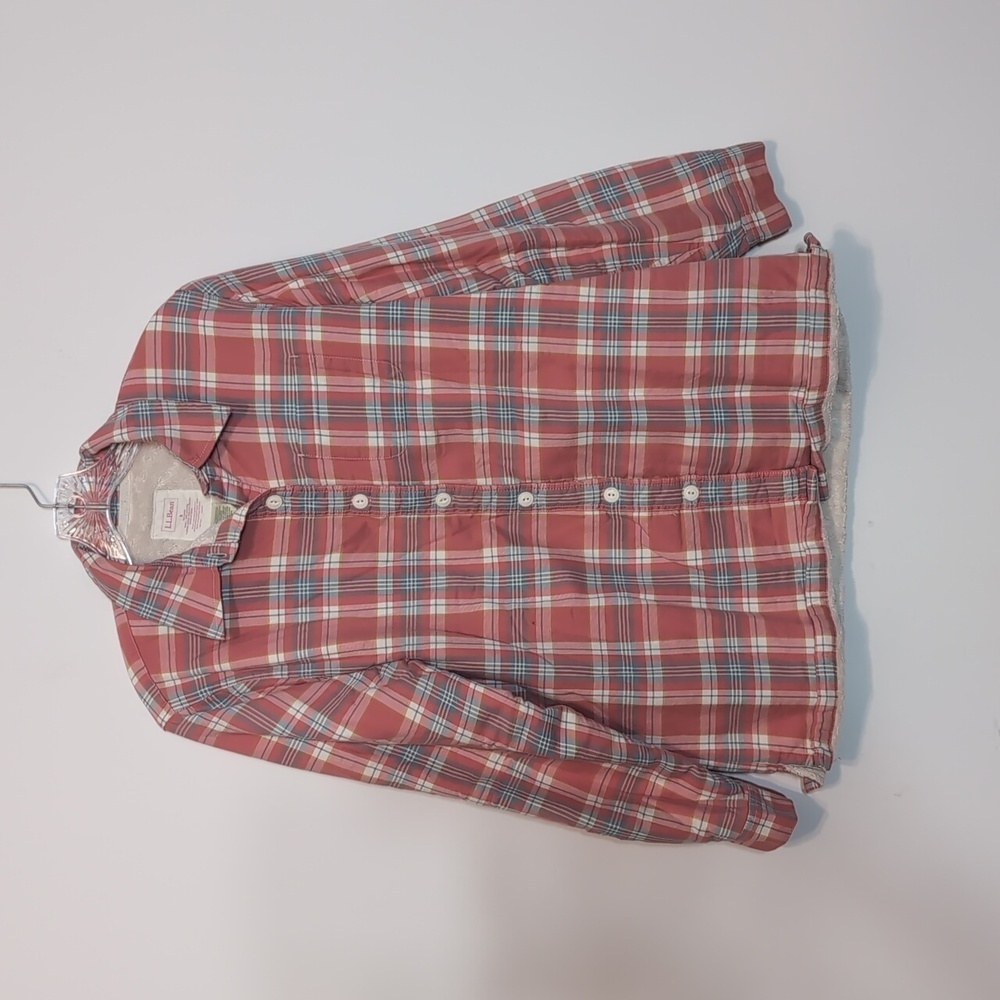 L.L. Bean Women's Scotch Plaid Sherpa-Lined Button Down Long Sleeve Shirt
